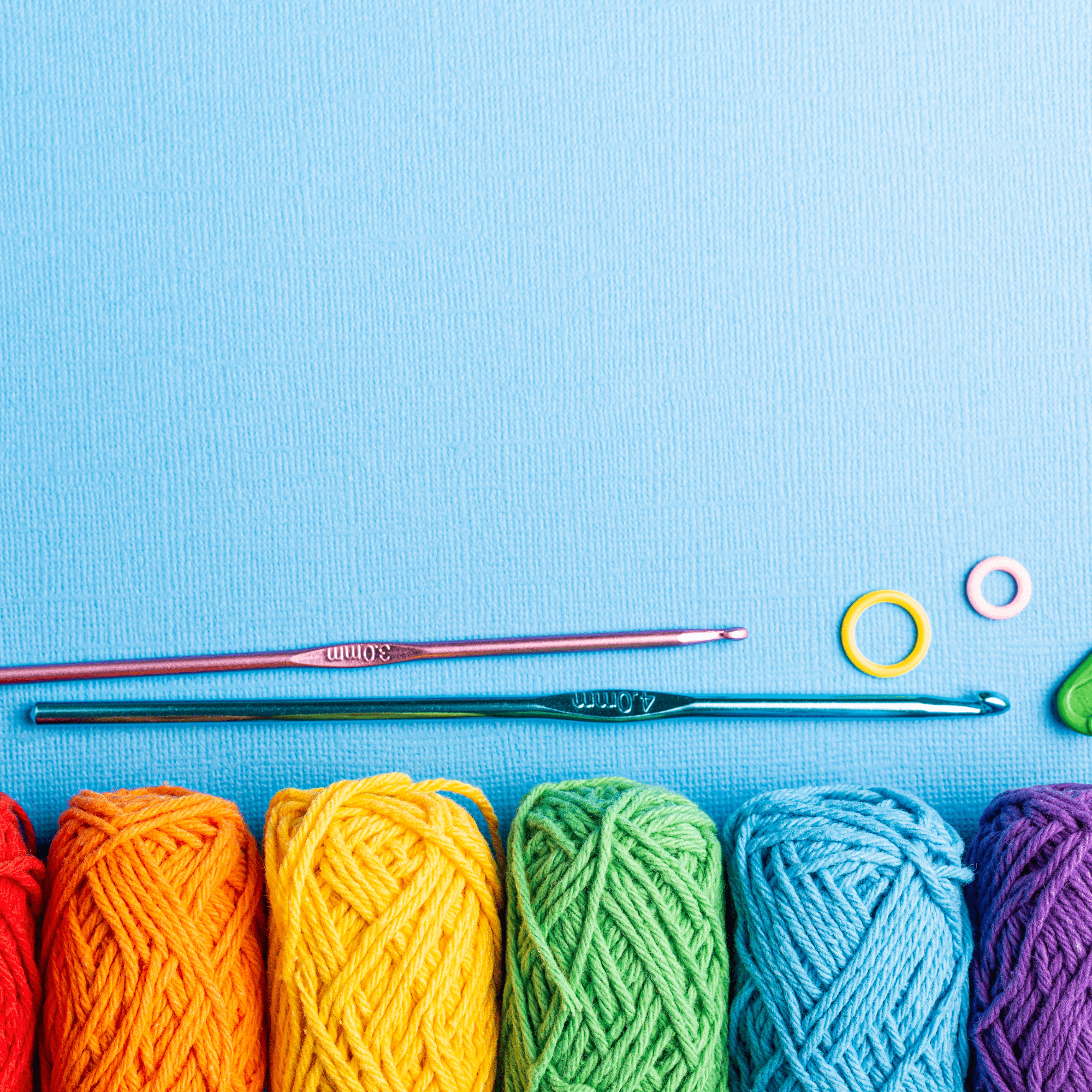 Yarn, needles, and crochet hooks